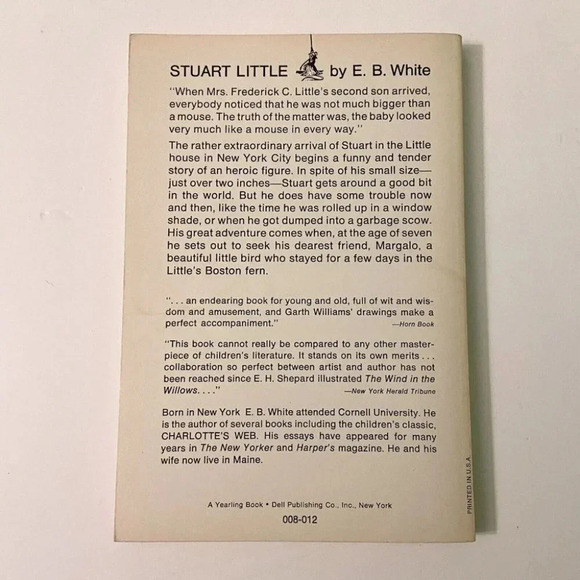 Vintage 1971 Stuart Little Book by E B White A Dell Yearling Book Paperback - Picture 2 of 9